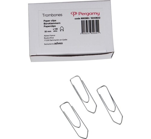 Pergamy Pergamy-Papierklammern - 32 mm spitz - 100 Stück