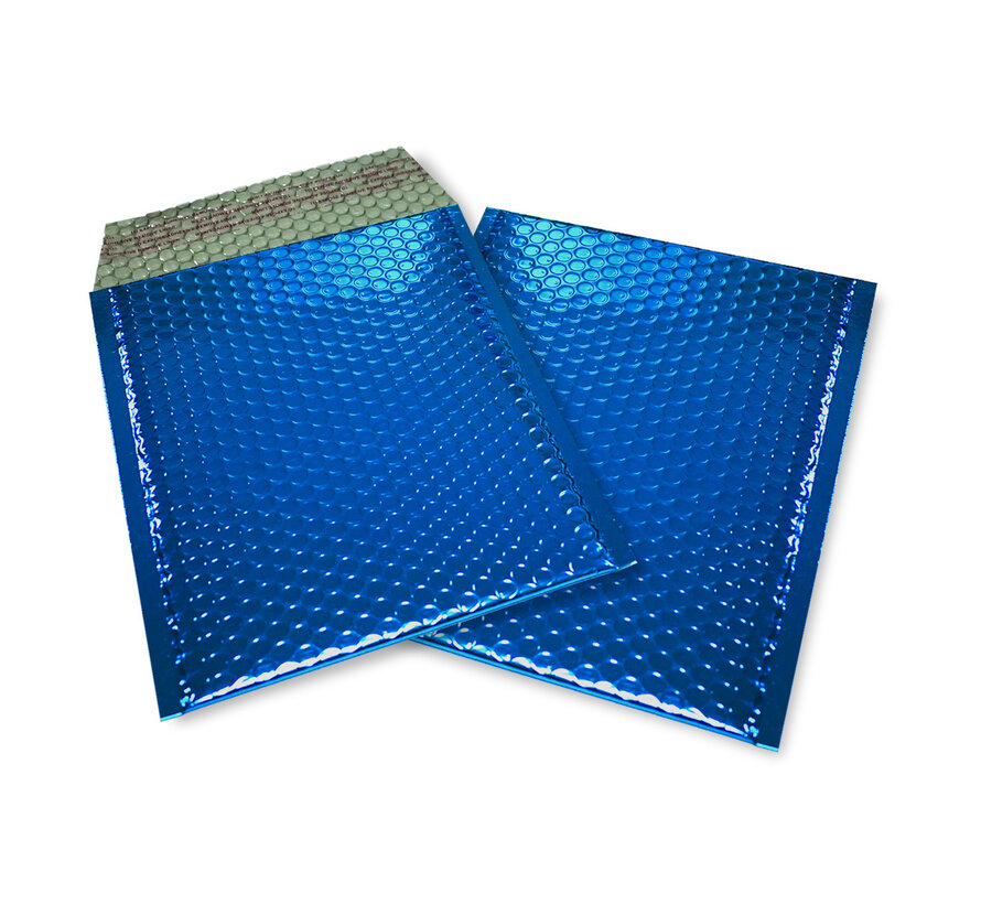 Blaue Luftpolstertaschen metallisch glänzend D 180 x 250 mm A5+ - Karton mit 100 Stück