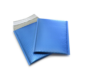 Blaue Luftpolstertaschen metallic matt D 180 x 250 mm A5+ - Karton mit 100 Stück