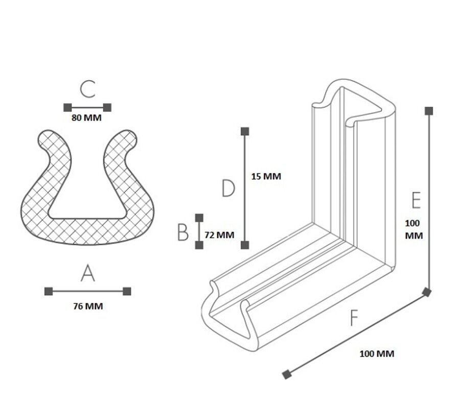 Schaumprofil Eckstück 80 - 100 mm x 100 mm x 18 mm Karton 160 Stück