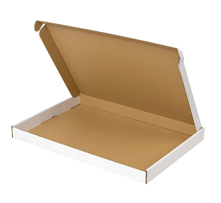 Briefkastenbox Wellpappe E-Welle 370 x 260 x 30 mm - XXL - Weiß - Bündel mit 50 Postkartons