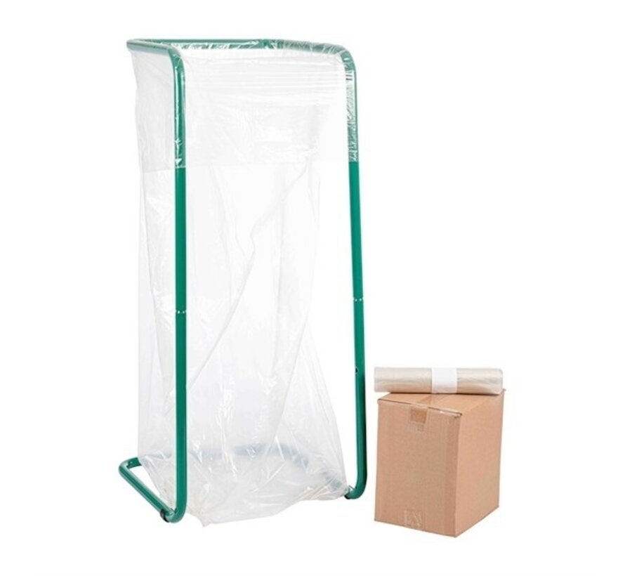 Knapzak LDPE-Rezyklat 300 Liter – 23 µm – mit Zugband – perforiert – 108 Säcke