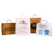 Bedruckte Papiertaschen – 26 x 12 x 34 cm – 100 Stück – Auswahl an Farben und Griffen