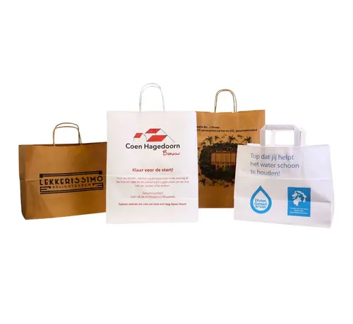 Bedruckte Papiertaschen – 35 x 14 x 41 cm – Im 100er-Pack – Auswahl an Farben und Griffen
