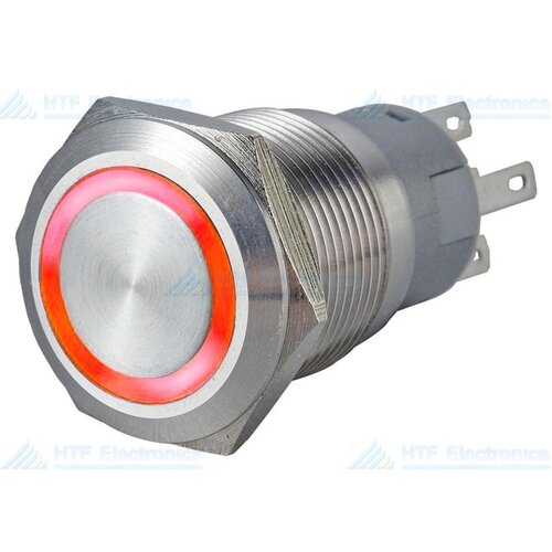 HTF Drukschakelaar met Ringverlichting Rood  16 mm
