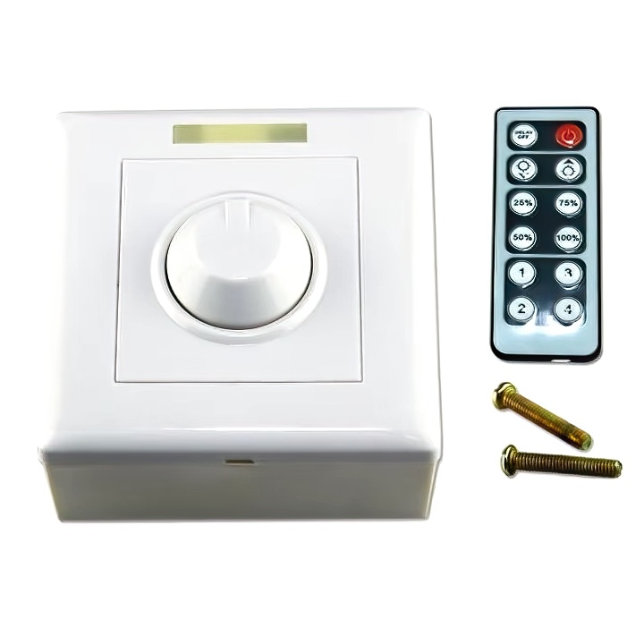 LED Dimmer Paneel Draadloos Met Afstandsbediening - Opbouw AC Triac Rfpush Dimmer Wit