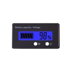 HTF Accu Capaciteitsmeter, 12 Volt met blauw verlicht LCD display