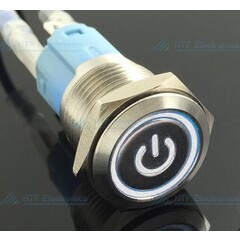 HTF Drukschakelaar Latching met Verlicht logo en ringverlichting Wit