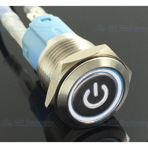 HTF Drukschakelaar Latching met Verlicht logo en ringverlichting Wit
