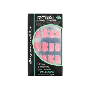 24 Glue-On Nail Tips - Petal Pink (Avec de la colle à ongles)