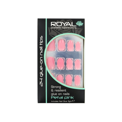 Royal 24 Glue-On Nail Tips - Petal Pink (Avec de la colle à ongles)