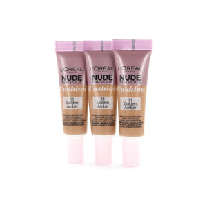 Nude Magique Cushion Dewy Glow Foundation - 11 Golden Amber (Testers 3 x 8 gr)