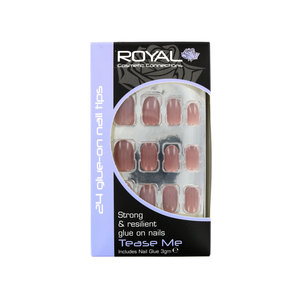 24 Round Glue-On Nail Tips - Tease Me (Avec de la colle à ongles)