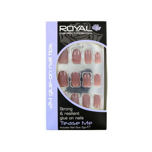 Royal 24 Round Glue-On Nail Tips - Tease Me (met nagellijm)