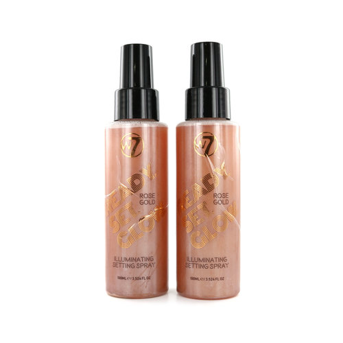 W7 Ready Set Glow Illuminating Setting Spray - Rose Gold (2 pièces)