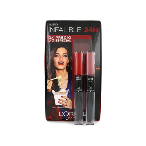 L'Oréal Infallible 24H 2 Step Lipstick - 111 Permanent Blush & 506 Red Infallible (Cadeauset)