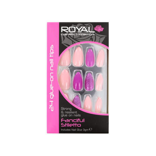 Royal 24 Stiletto Glue-On Nail Tips - Fanciful