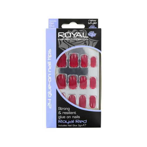 Royal 24 Glue-On Nail Tips - Royal Red