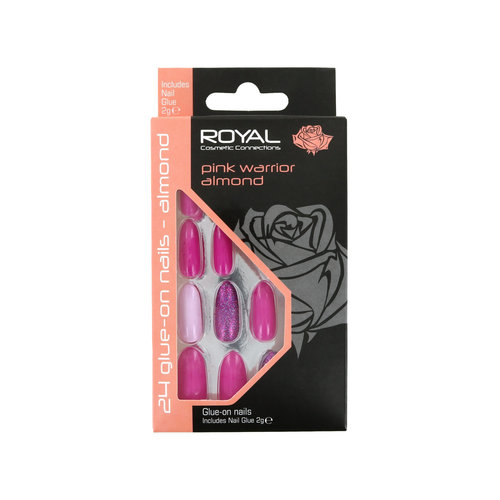 Royal 24 Glue-On Nail Tips - Pink Warrior Almond (met nagellijm)