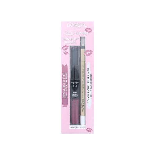 L'Oréal Non-Stop Kisses Lip Kit - 209 Violet Parfait - 001 Transparent (Duitse versie)
