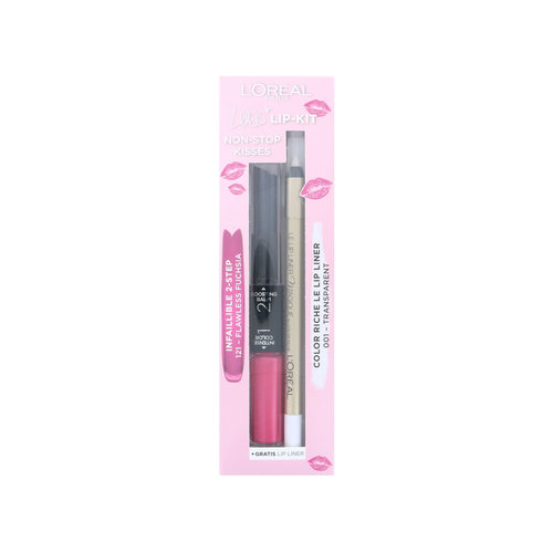 L'Oréal Non-Stop Kisses Lip Kit - 121 Flawless Fuchsia - 001 Transparent (Version allemande)