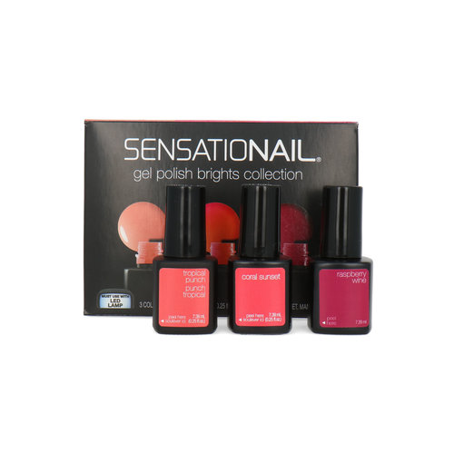 Sensationail Gel Polish Brights Collection - Coral Sunset-Tropical Punch-Raspberry Wine