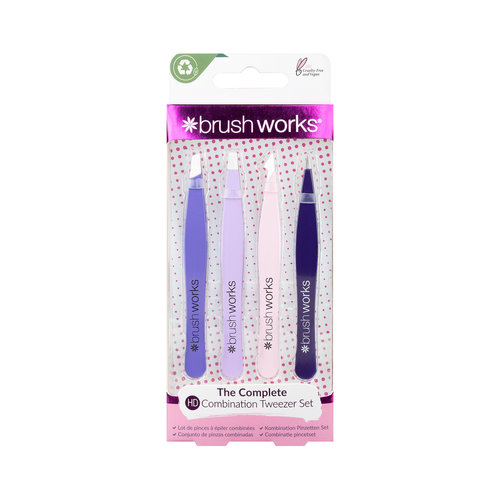 Brushworks HD 4 Piece Combination Pincet Set - Mixed