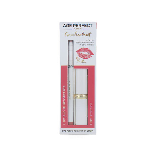 L'Oréal Age Perfect Lipstick + Lipliner Ensemble-Cadeau - 105 Beautiful Rose/639 Glowing Nude
