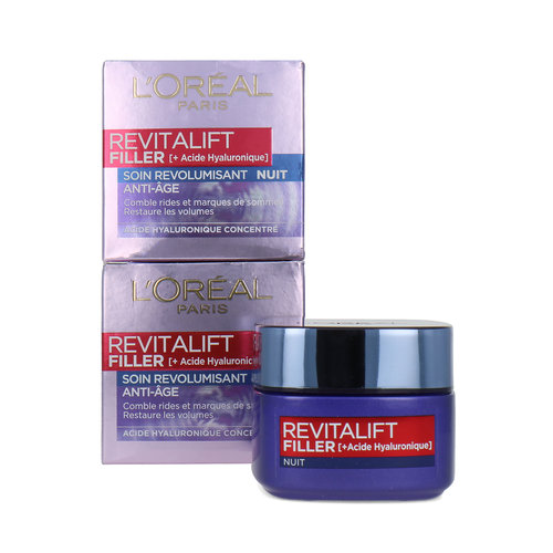 L'Oréal Revitalift Filler Anti-Age Crème de nuit - 50 ml (2 pièces)