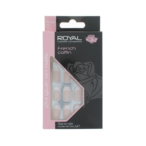 Royal 24 Coffin Glue-On Nails - French Manicure