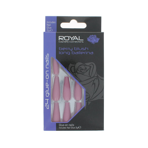 Royal 24 Long Ballerina Glue-On Nails - Berry Blush