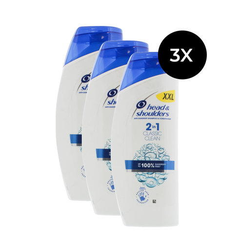 Head & Shoulders Classic Clean 2in1 Shampoo + Conditioner XXL - 3x 750 ml (antipelliculaire)