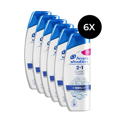 Head & Shoulders Classic Clean 2in1 Shampoo + Conditioner - 6x 225 ml (antipelliculaire)
