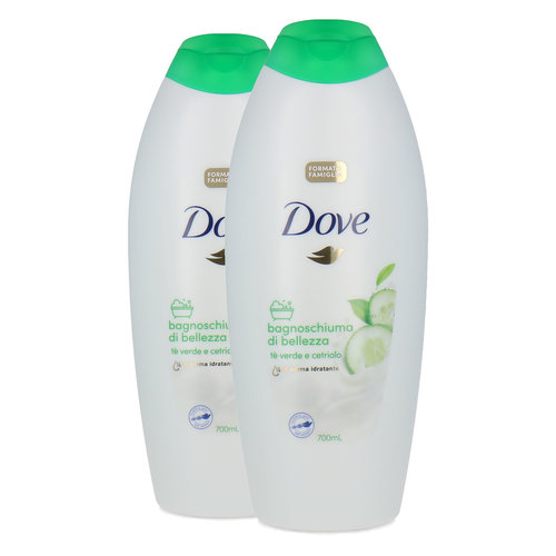 Dove Caring Bath 2 stuks à 700 ml - Green Tea and Cucumber (Italiaanse tekst)