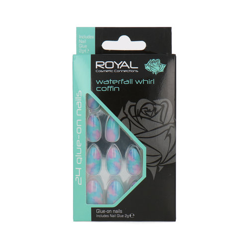 Royal 24 Coffin Glue-on Nails - Waterfall Whirl