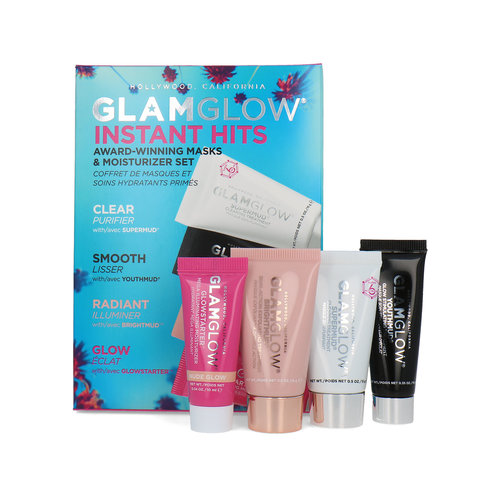 GlamGlow Instant Hits Masks & Moisturizer Set - Supermud-Youthmud-Brughtmud-Glowstarter