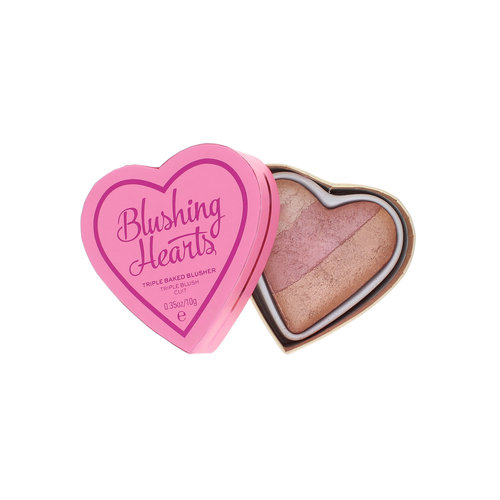 Makeup Revolution Blushing Hearts Triple Baked Blush Poudre - Peach Keen Heart