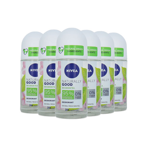 Nivea Naturally Good Bio Green Tea Deo Roller - 6 x 50 ml