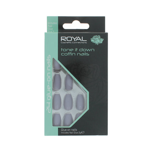 Royal 24 Coffin Glue-on Nails - Tone It Down