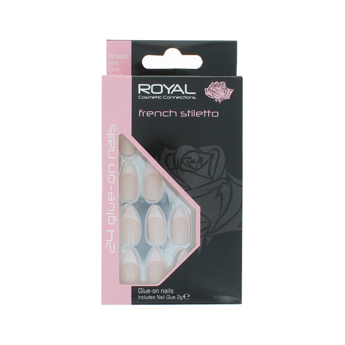 Royal 24 Stiletto Glue-On Nail Tips - French Manicure (met nagellijm)