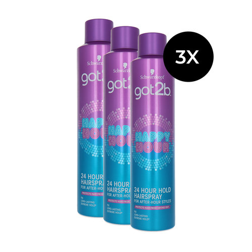 Schwarzkopf Got2b Happy Hour 24 Hour Hold Hairspray - 3 x 300 ml