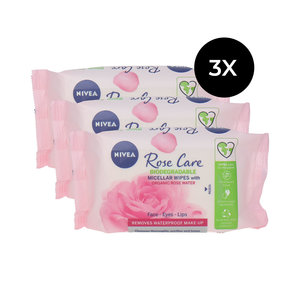 Rose Care Micellar Wipes - 25 pieces (Ensemble de 3)