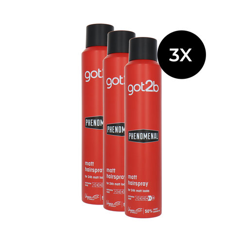 Schwarzkopf Got2B Phenomenal Matte Finish Hairspray - 3 x 200 ml