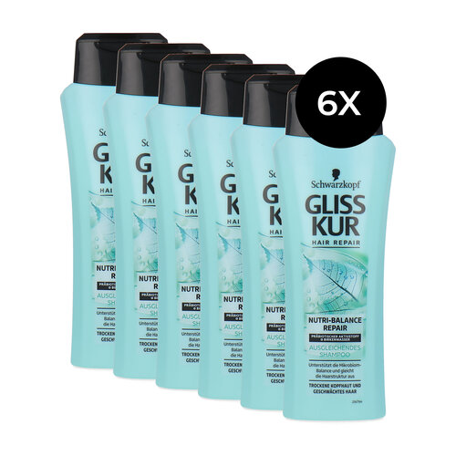 Schwarzkopf Gliss Kur Hair Repair Nutri-Balance Repair Shampoo - 6 x 250 ml