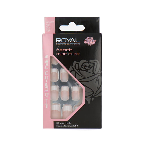 Royal 24 Glue-On Nail Tips - French Manicure (Avec de la colle à ongles)