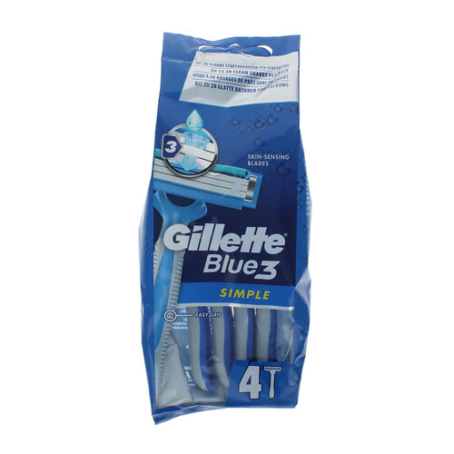 Gillette Men Blue 3 Easy Grip Disposable Razors (4 stuks)