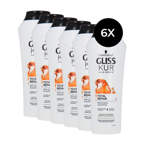 Schwarzkopf Gliss Kur Hair Repair Total Repair Shampooing - 6 x 250 ml