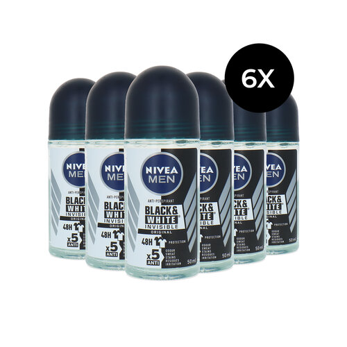 Nivea Men Black & White Invisible Roll'On Deo Original - 6 x 50 ml