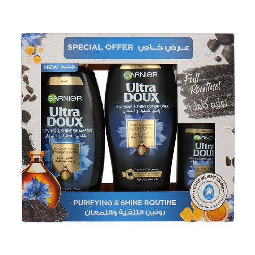 Garnier Ultra Doux Purifying & Shine Routine Cadeauset - 1000 ml