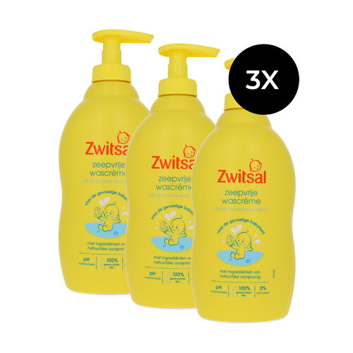Zwitsal Zeepvrije Wascrème - 3 x Crème lavante sans savon - 3 x 400 ml
